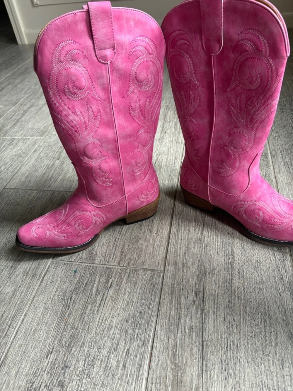 Roper Women's Pink Western Faux Suede Cowboy Boots - Picture 4 of 14